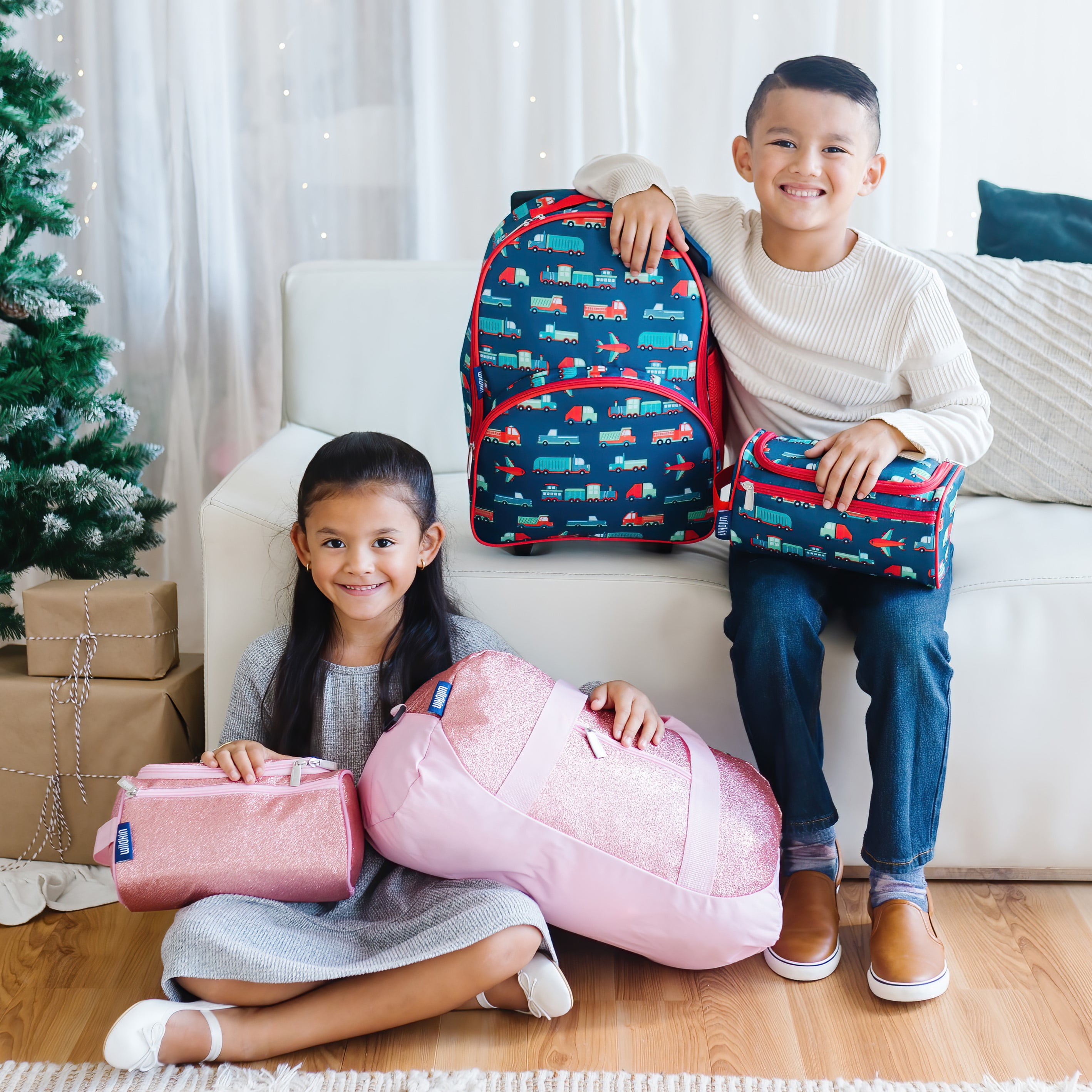 Wildkin Kids Rolling Luggage for Boys & Girls, Perfect for School & Overnight Travel, Carry-On Size (Heroes Blue)