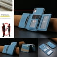 thumbnail image 3 of Allytechgroup 2-in-1 Magnetic Wallet Case for Apple iPhone XR, Detachable Card Holder with Zipper Pocket RFID Blocking Kickstand PU Leather Protective Flip Cover with 6 Slots, Lightblue, 3 of 5