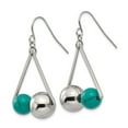 thumbnail image 2 of White Stainless Steel Earring Drop & Dangle Women'S Synthetic Turquoise Round Blue 16.5 mm 10.18, 2 of 3