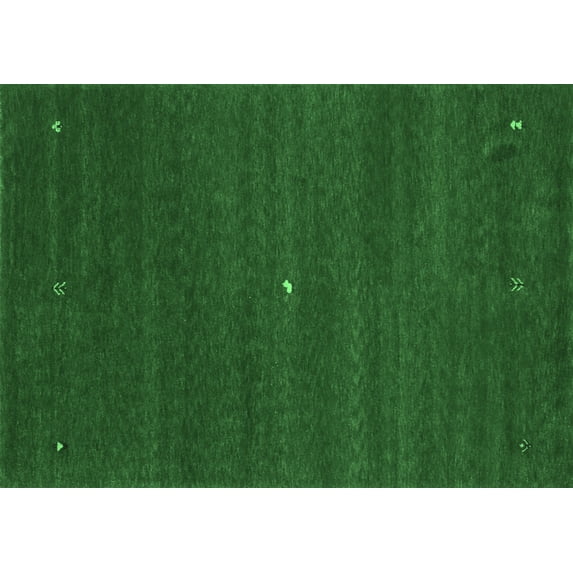 Ahgly Company Indoor Rectangle Abstract Emerald Green Contemporary Area Rugs, 2' x 4'