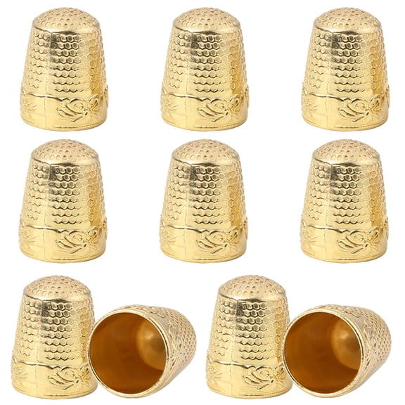 GOOHOCHY Thimble Ring Metal Sewing Thimbles for Finger 10Pcs Golden Puncture Assistance