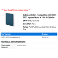thumbnail image 2 of Cabin Air Filter - Compatible with 2022 - 2023 Hyundai Kona N 2.0L 4-Cylinder, 2 of 2
