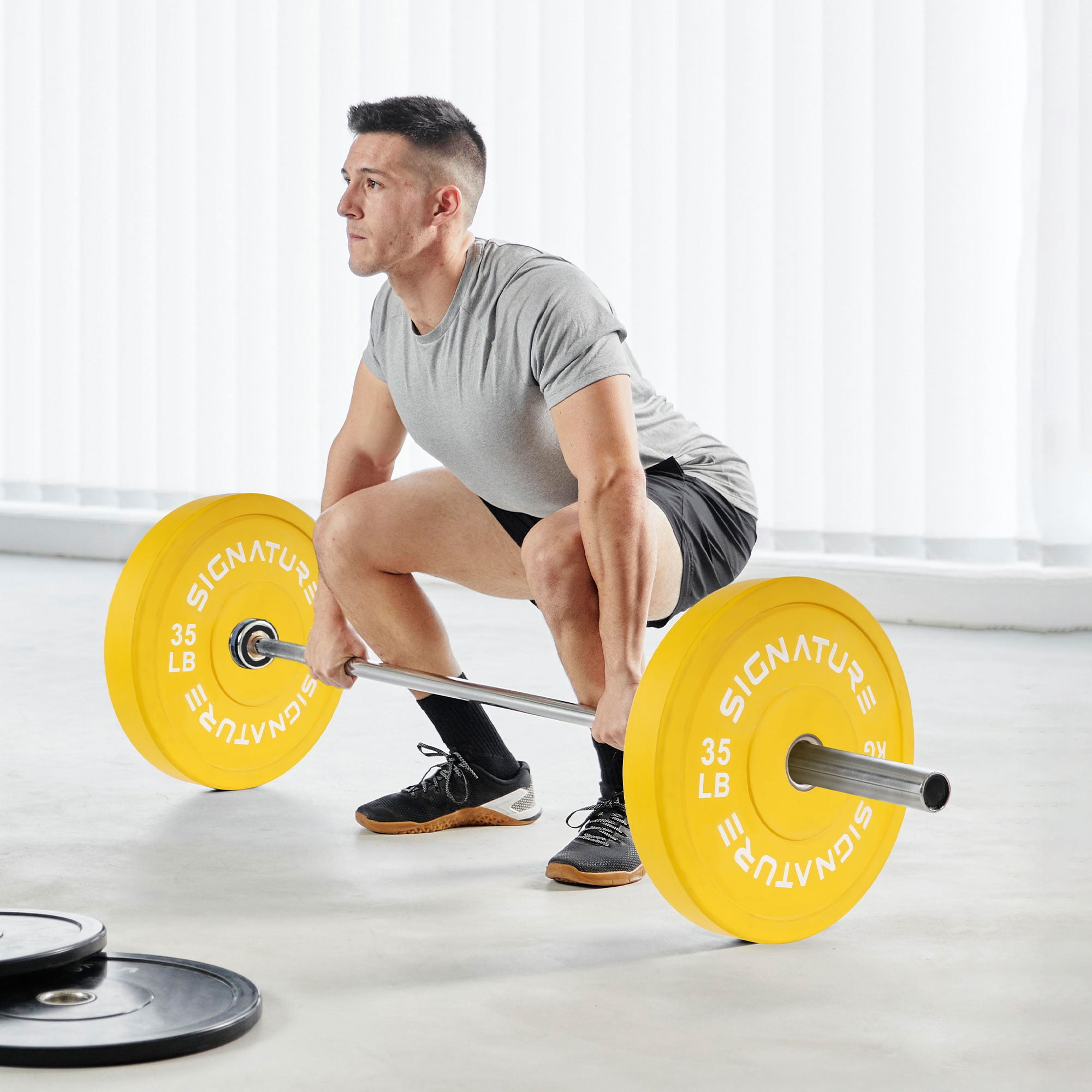 BalanceFrom Signature Fitness Bumper Plates, 35 lbs Pair – Crafted from 100% Virgin Rubber for Maximum Durability, Low Odor, and Superior Protection for Floors and Equipment