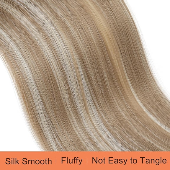 WEIF-32" Ponytail Extensions Drawstring Long Straight Fake Pony Tail Natural Soft Clip in Hair Extension Synthetic Heat Resistant Hairpiece Ash Brown with Blonde Hightlights