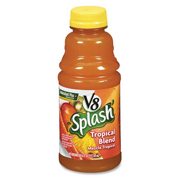 V8 Splash Tropical Blend Juice 16 oz Plastic Bottles Pack of 12