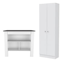 Home Square 2-Piece Set with Engineered Wood Kitchen Island & Pantry Cabinet