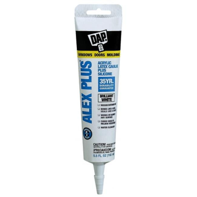 DAP Alex Plus Acrylic Latex Caulk Plus Silicone, White 5.5 OZ