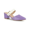 thumbnail image 1 of BLISSFUL STEP Escarpins Mules Habillés à Talon Bloc à Bout Pointu pour Femmes Violet Blanc 8, 1 of 7