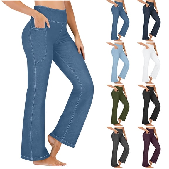 ZHYou Jeans for Women,Stretchy Flare,High Waisted,Pull On,Bell Bottom Jeans,Trendy Elastic Tummy Control Denim Pants,Blue,Size 2XL