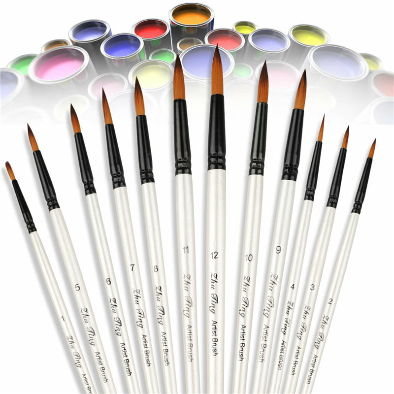 12Pcs Set Artist Paint Brushes Set Art Painting Supplies Acrylic Oil Paintings 