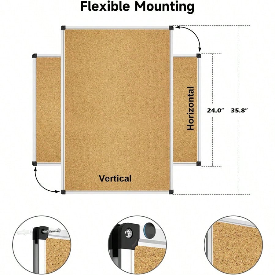 XBoard Cork Board 36 x 24 Notice Cork Bulletin Board Corkboard with Aluminum Frame and Push Pins for Display