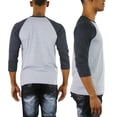 thumbnail image 4 of ToBeInStyle Mens Sleeved Baseball Inspired Classic Shirt Tee - 3/4 Sleeve - Charcoal Grey/Heather Grey - Large, 4 of 7
