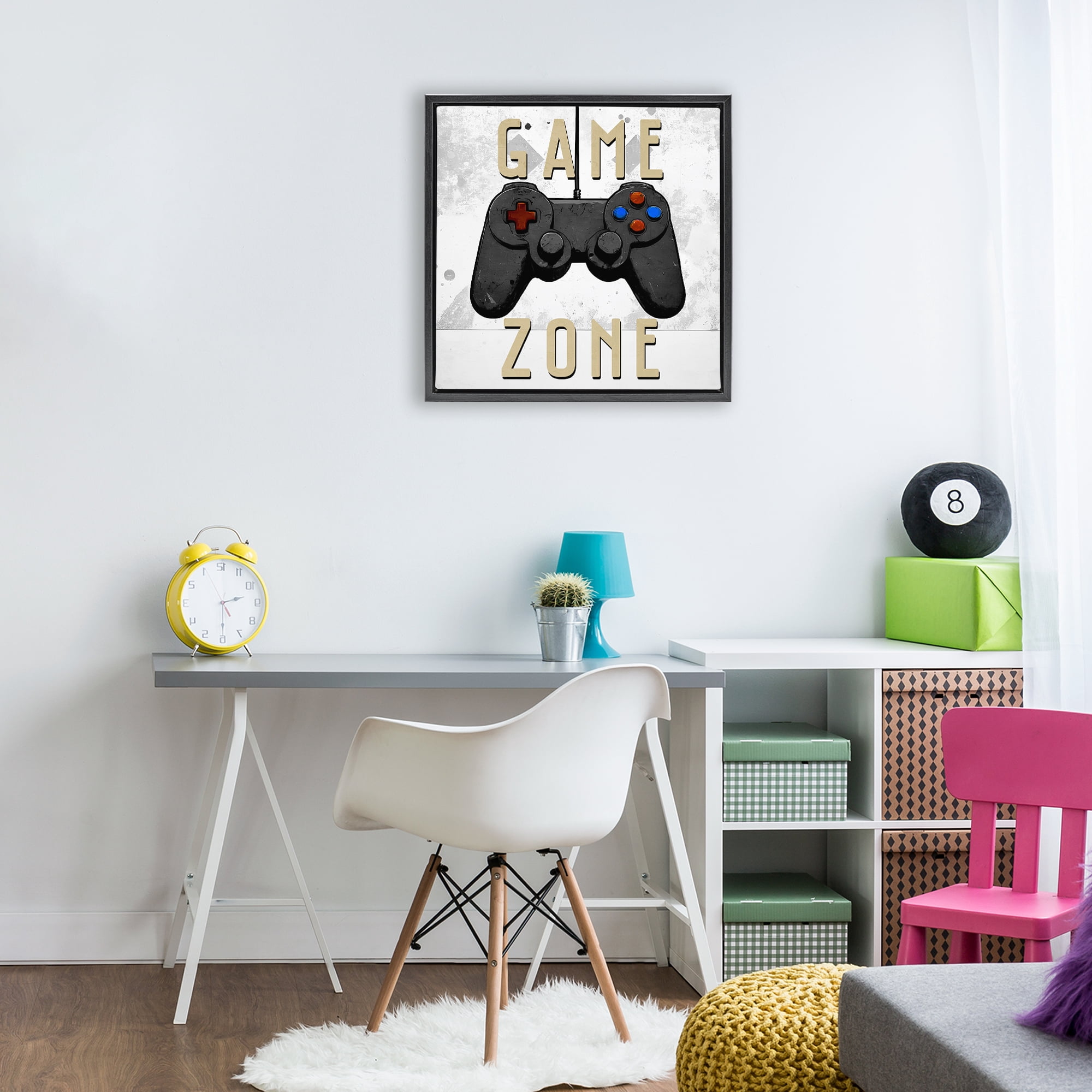 Stupell Industries Game Zone Control Black Framed Floater Canvas Wall Art, design by Kim Allen