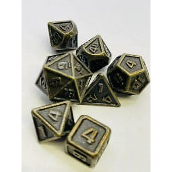 TEG - 7 Bronze Metal Mini Polyhedral Dice RPG Dungeons Dragons Accessory
