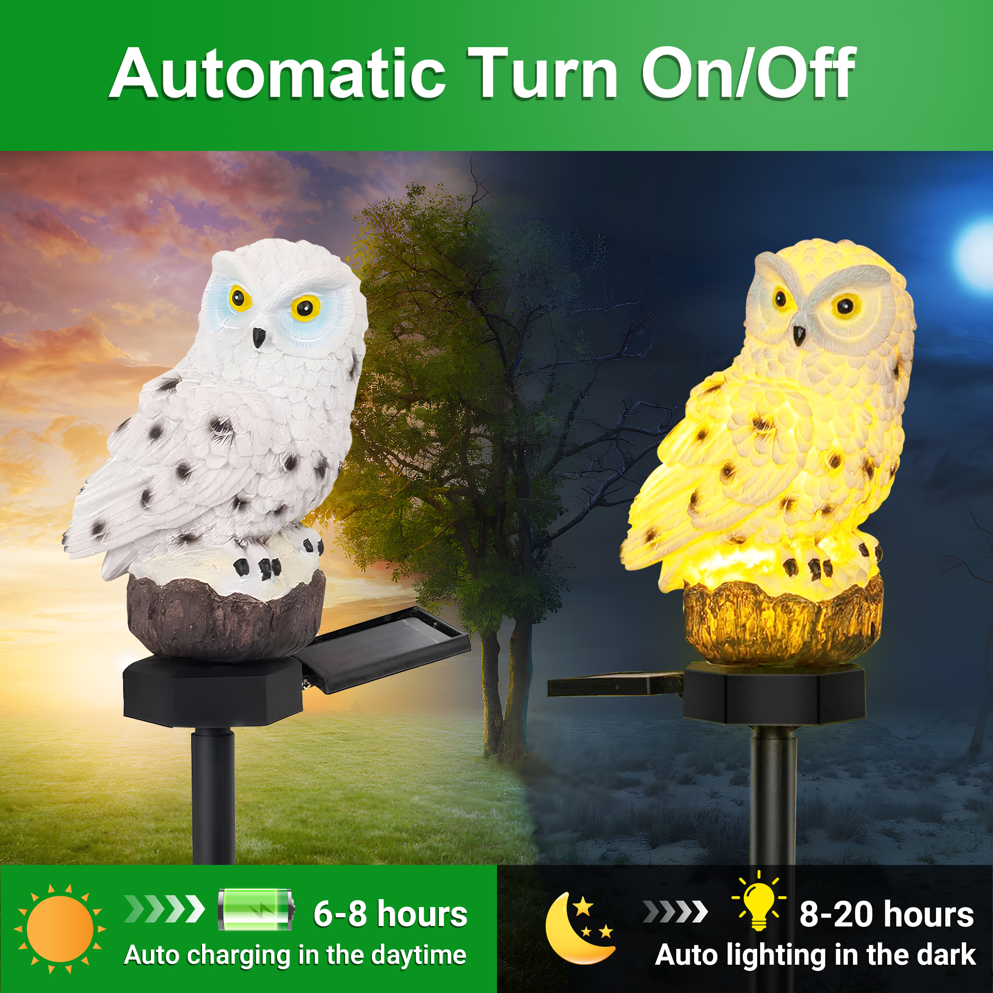 CHARKEE Solar Owl Garden Light Stake photo 3