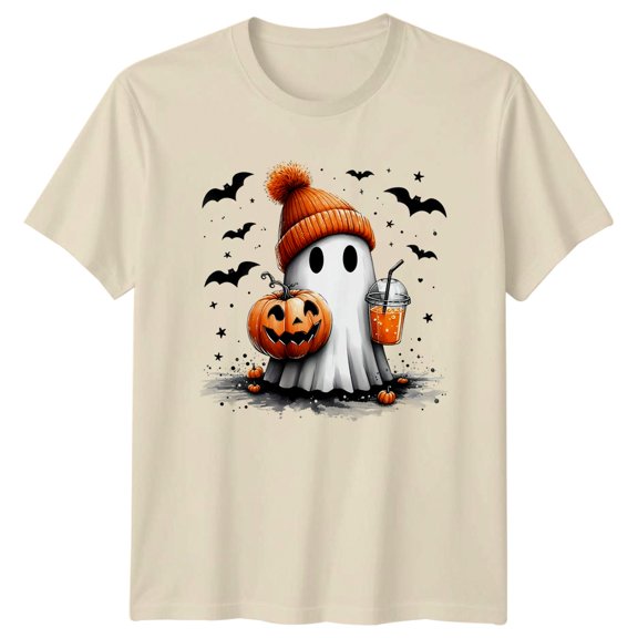 Ghost Pumpkin Halloween Spooky Holiday Graphic T-Shirt