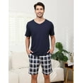 thumbnail image 2 of BEOEOSY Matching Pajamas for Couples Soft Mens Lounge Set Short Sleeve Shorts Pajamas Casual V Neck Sleepwear Loungewear (Navy Blue-Men,S), 2 of 7