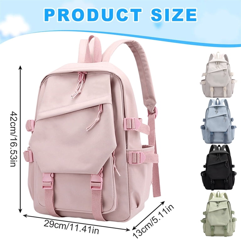 1Pcs 16.53in Minimalist White Water Resistant Nylon Backpack  display picture 2