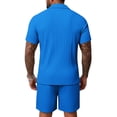 thumbnail image 4 of Men's Short Sets 2 Piece Outfits Cuban Guayabera Short Sleeve Shirts and Shorts Summer Beach Vacation Sets for Men, 4 of 4
