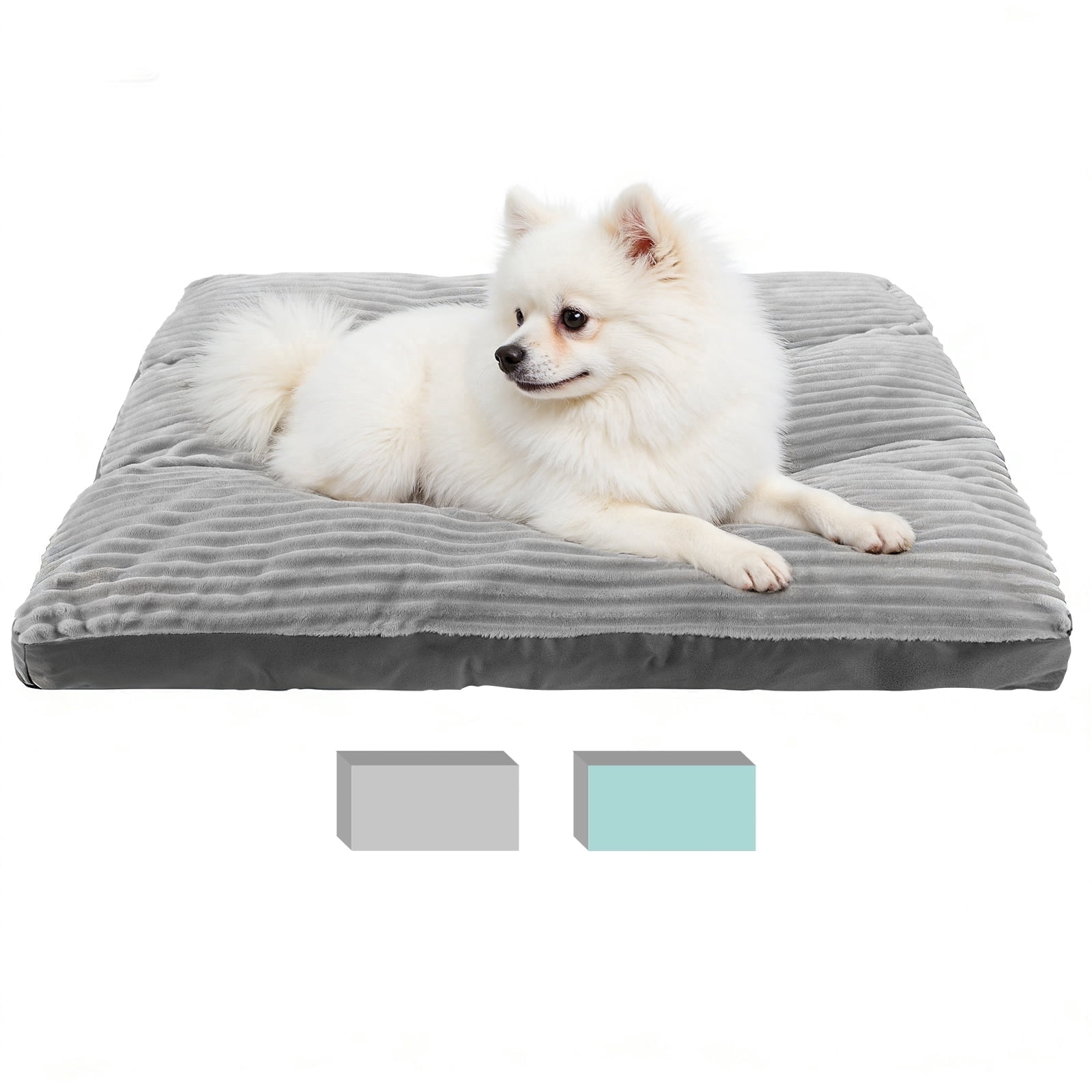 Vaukki Dog Bed with Non Slip Bottom,Removable Machine Washable Soft Plush Dog Crate Bed,23.6"x18.5",Gray