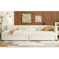 thumbnail image 4 of Queen Size Upholstered Platform Bed, Wood Bed Frame with Twin Size 2 Drawers and USB for Bedroom, Apartment, No Box Spring Needed, Beige, 4 of 5