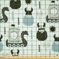 thumbnail image 2 of Ambesonne Scandinavian Fabric by the Yard Microfiber, Longboats Viking Folk, 2 Yards, Black Pale Blue Grey, 2 of 4