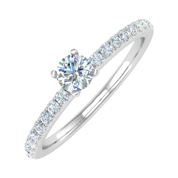 0.36 Carat Prong Set Solitaire Diamond Engagement Ring Band in 14K White Gold (Ring Size 7)