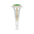 thumbnail image 3 of ANGARA Natural Emerald & Coffee Diamond Double Halo Ring in Two Tone Gold in 14K White & Yellow Gold for Women (Size-7x5mm) | May Birthstone, Anniversary Jewelry Gift for Women | Natural Emerald Ring, 3 of 9