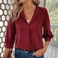 thumbnail image 5 of Mittory Womens 3/4 Sleeve Tops Dressy Casual Business V Neck Chiffon Office Shirts Work Blouses, 5 of 7