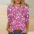 thumbnail image 2 of Plus Size 3/4 Sleeve Tops for Womens Fashion Sequins T Shirts Dressy Casual Loose Tunic Tees Blouse, 2 of 5