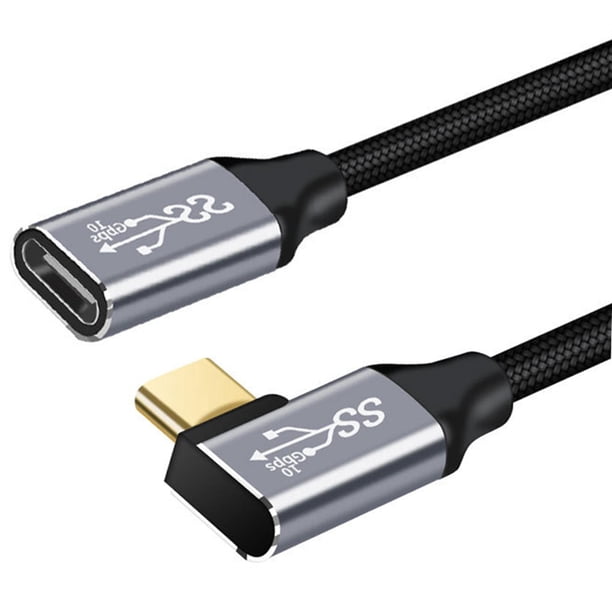 Cable USB-C a USB-C, adaptador USB-C de 100 W, 5 A, 20 V, carga rápida PD, ángulo de 90 grados Los 0.25M