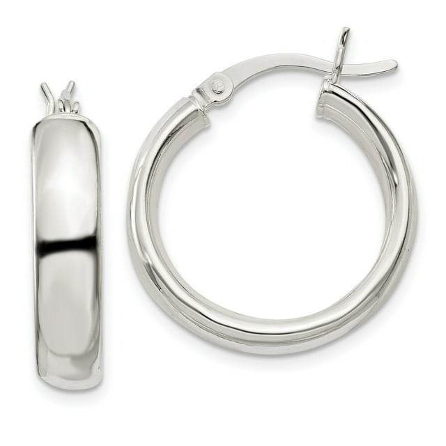 925 Sterling Silver 4.75x20mm Boucles d'Oreilles Rondes