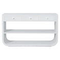 thumbnail image 4 of Harper & Bright Designs Farmhouse Rectangular Console Table with Storage, Narrow Entryway Table with 3 Drawers and 2 Open Shelves, Curved Sofa Table with Solid Wood Base for Living Room, White, 4 of 14