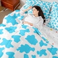 thumbnail image 4 of Homewish Kids Teens Abstract Cattle Print Bedding Comforter Set 7-Piece,Blue White King Bedding Sets,Animal Cow Ultra Soft Bed Sheets,Microfiber Bedroom Decor,Reversible, 4 of 8