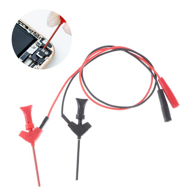 Riwesomey 2 uds Clip de gancho de prueba y conector banana 2mm Mini rojo negro con sonda de prueba de enchufe Cable de silicona para multímetro Herramientas y ferretería Riwesomey TO004508-00