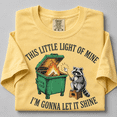 thumbnail image 2 of Funny Raccoon Comfort Colors Shirt, This Little Light Of Mine Dumpster Fire Tee, Trash Panda Chaos Ironic Meme Gift, Gen Z, Unisex, 2 of 6