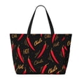 thumbnail image 2 of KLL Hot Chili Print Large Beach Tote Bag Women Waterproof Sandproof Zipper Beach Tote Bag for Pool Gym Grocery Travel with Wet Pocket, 2 of 7