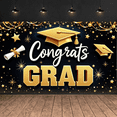 thumbnail image 6 of Gold Accent Graduation Banner Navy Blue Congrats Backdrop Graduation Cap Diploma Scroll Grad Display for Graduation Party College Graduation Grad Ceremony, 6 of 9