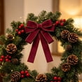 thumbnail image 4 of Lilixerw Woven Ribbon Christmas Bow, Burgundy Multi Loop Bow With Gold Edge Trim, 5.11x7.08 Inch, for Tree Wreath Gift Party Door Mantel Decoration, 4 of 6
