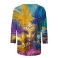 thumbnail image 4 of Penkiiy Blouse Carnaval Manches 3/4 Chemise de Printemps Quotidienne Tee Imprimé Masque Blouse Mardi Gras Col Rond 2024 Tee Tunique Habillée 5TG Multicolore, 4 of 5