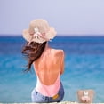 thumbnail image 5 of Sombrero de 56-58cm de circunferencia para mujer, sombrilla de verano para exteriores, sombrero con protección solar, sombrero de paja transpirable, conjunto de sombrero de playa y bolsa de paja, 5 of 5