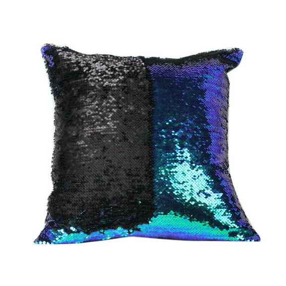 Tone Glitter Sequins Throw Pillow Cases and Covers Color Changing Scale Euro Decorative Home Cushion Sofa Pillowcase(Green with Black)