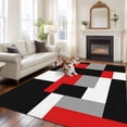 thumbnail image 3 of Rectangle Area Rug 6x9ft,Red Gray Color Block Washable Carpet Non-Slip Runner Accent Rugs Indoor Floor Mat for Bedroom Living Room Decor,Modern Minimalist Style, 3 of 9