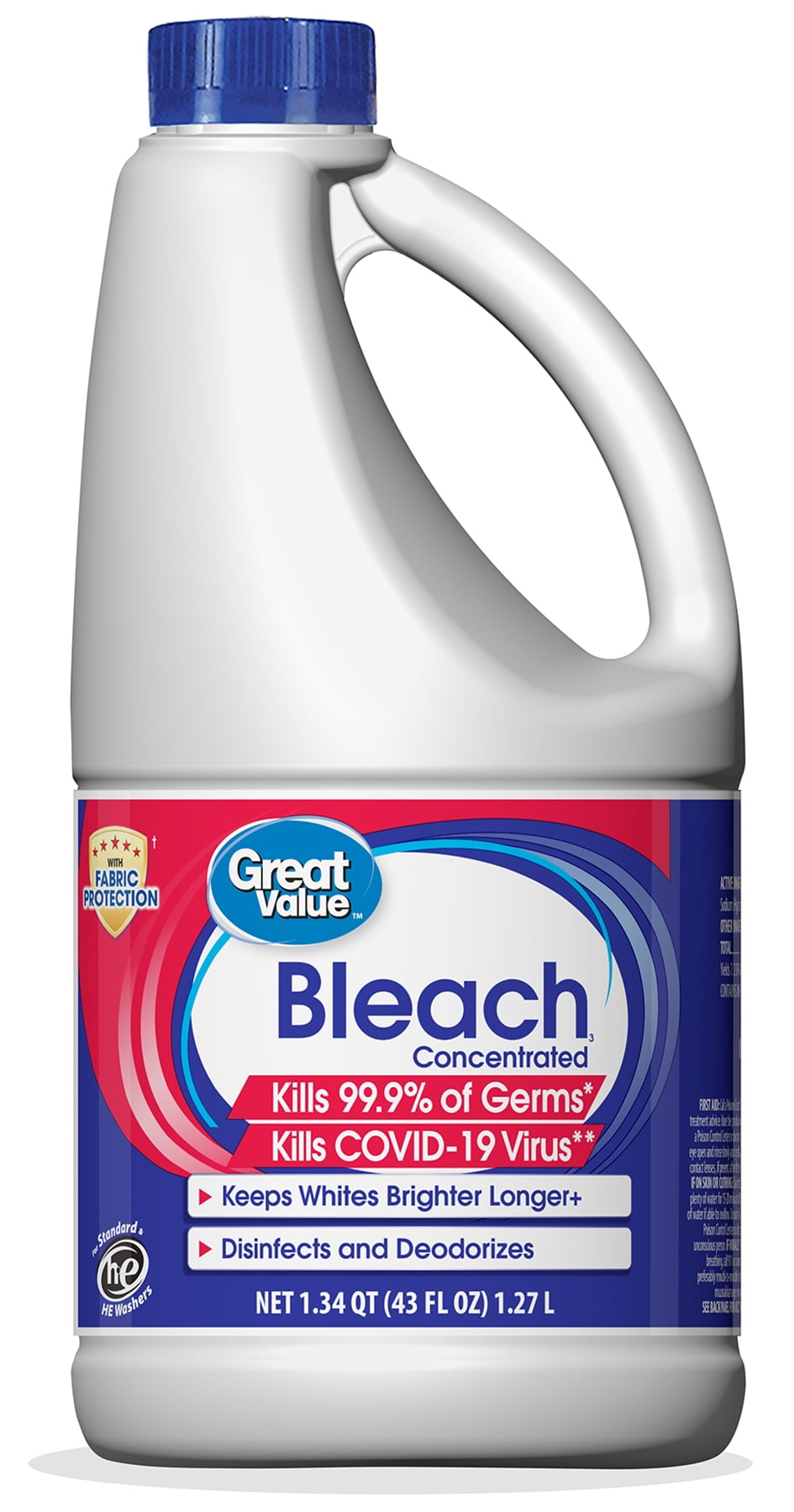 Great Value Regular Bleach, 43 fl oz