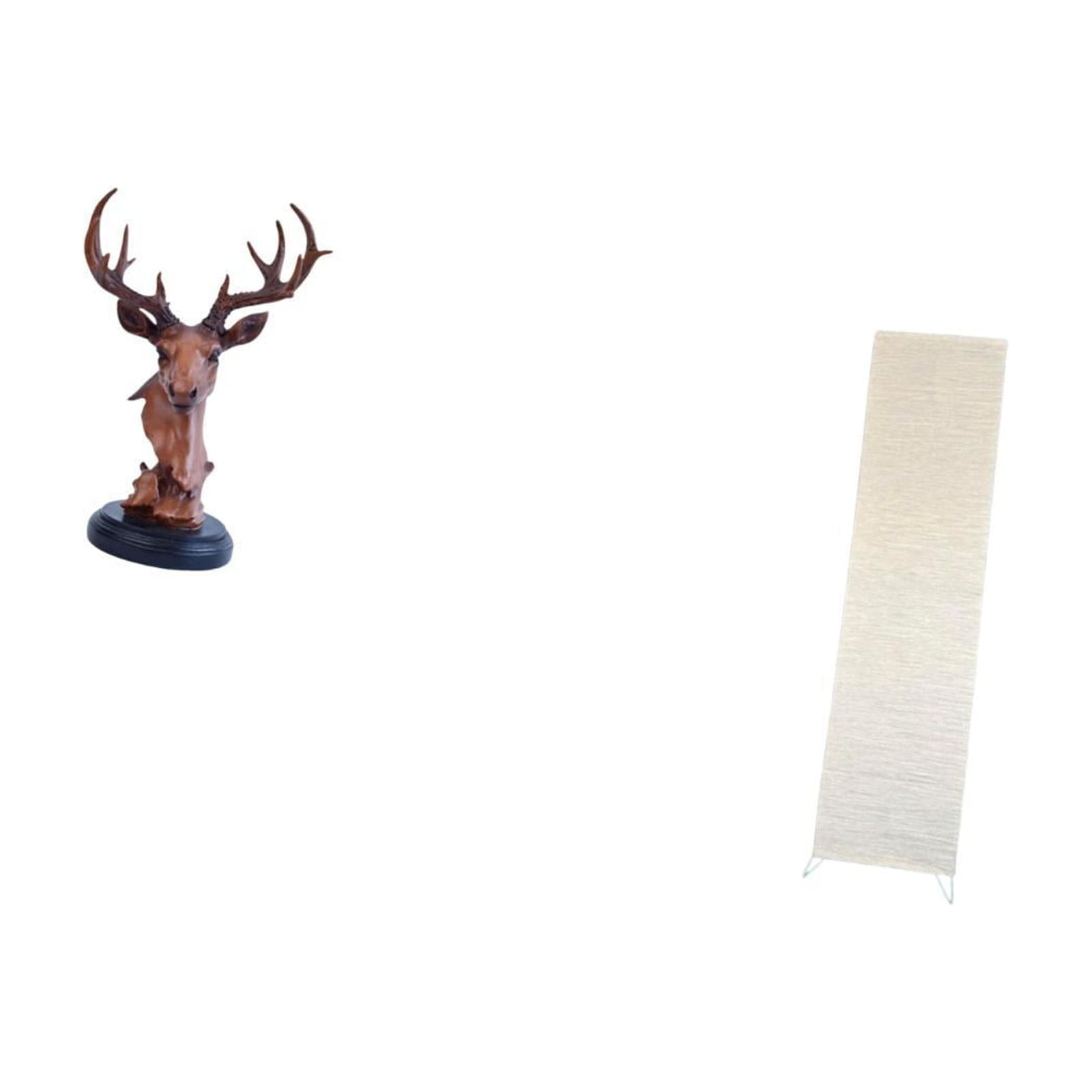 Deer Head Figurine Animal Statue Floor Lamp Shade Resin Paper Material for Living Room Study Office Decor