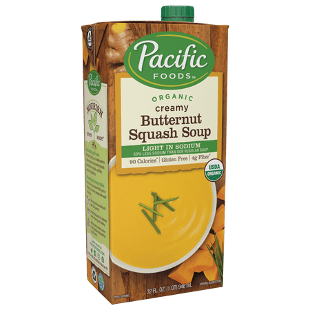 (2 Pack) Pacific Foods Organic, Low Sodium Butternut Squash Soup, 32 fl oz Carton (2 pack)