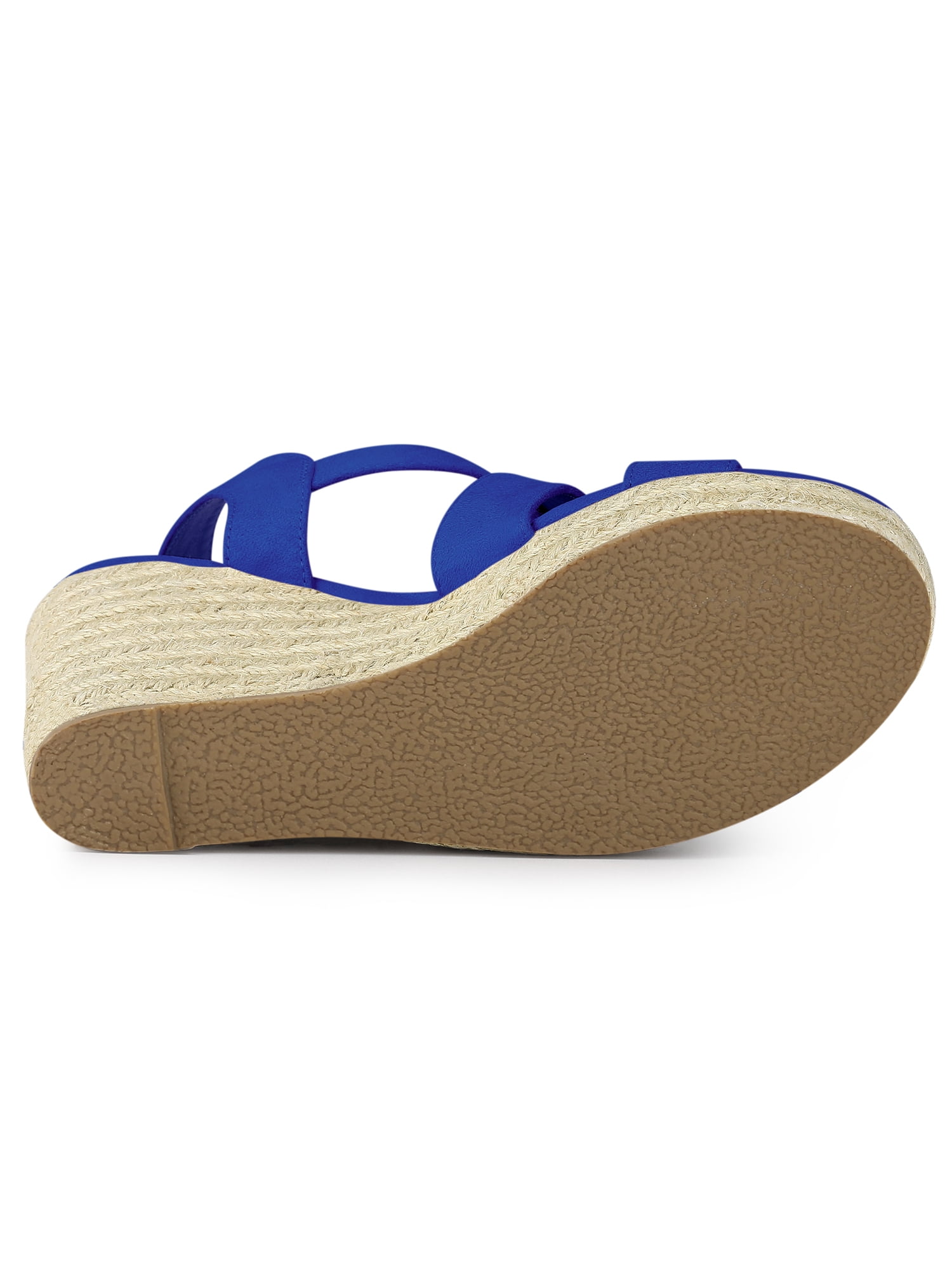 DARING DIVA Women's Stylish Espadrilles Platform Slingback Wedges Sandals Deep Blue 7.5