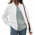 thumbnail image 4 of Hueook Womens Jackets Women's Casual Long Sleeve Lapel Coat Fashion Zip-up Long Sleeve Jacket Coat White 2X, 4 of 8