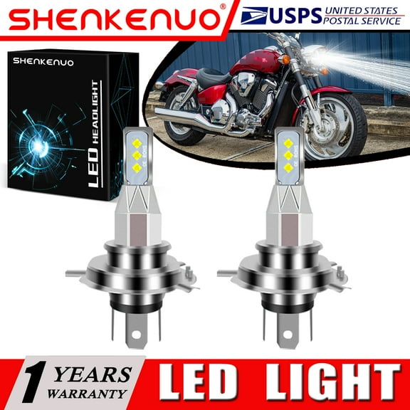 SHENKENUO For Honda VTX1800C VTX1800R/S/T 2002-2008 2X 9003 H4 LED Headlights Bulbs White,Pack of 2,C127