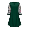 thumbnail image 5 of Plus Size Spring Clothes for Women Midi Dress With 3/4 Sleeve Floral Embroidery Casual Knee-Length A-Line Dress, 5 of 6
